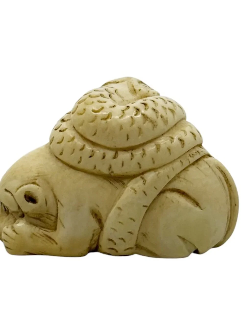 Meiji - Taisho carved Ivory monkey & snake Japanese netsuke - Picture 2 of 5